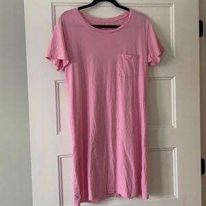 J. Crew Pink Garment Dyed Pocket T-shirt Dress Size Med